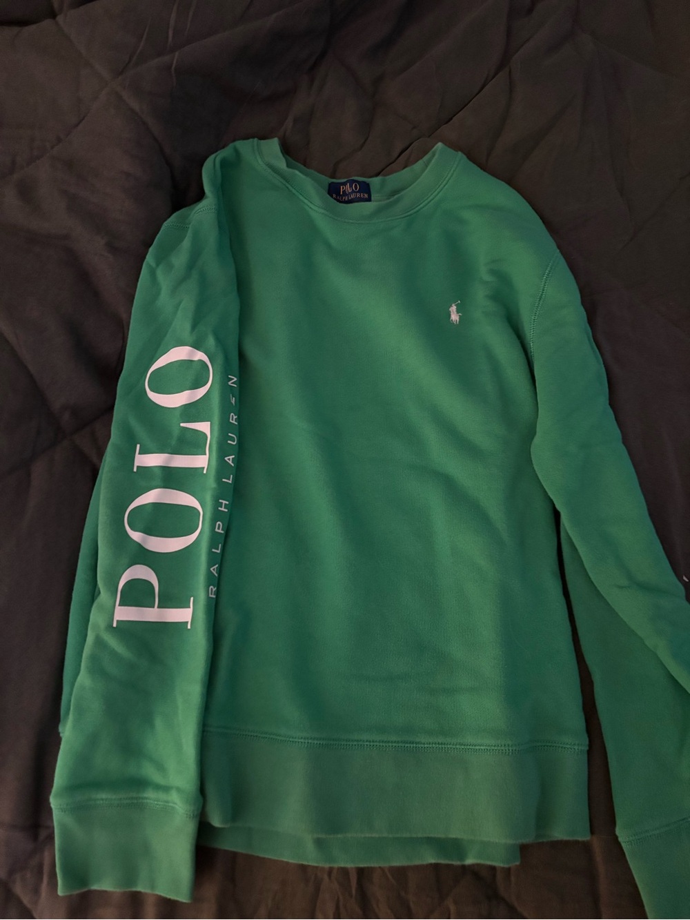 Polo by Ralph Lauren greenCrewneck Sweatshirt with navy joggers - Picture 11 of 12